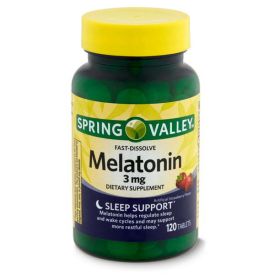 Spring Valley Fast-Dissolve Melatonin Dietary Supplement Tablets, 3 mg, 120 Count - Spring Valley