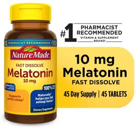 Nature Made Fast Dissolve Melatonin 10mg Tablets, 100% Drug Free Sleep Aid, 45 Count - Nature Made