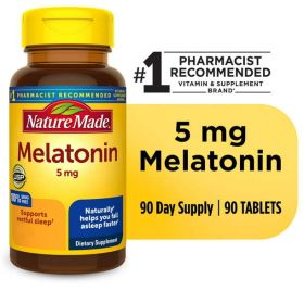 Nature Made Melatonin 5 mg Tablets, 100% Drug Free Sleep Aid for Adults, 90 Count - Nature Made