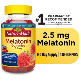 Nature Made Melatonin 2.5 mg Gummies, 100% Drug Free Sleep Aid for Adults, 130 Count - Nature Made