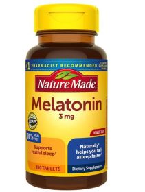 Nature Made Melatonin 3mg Tablets, 100% Drug Free Sleep Aid for Adults, 240 Tablets, 240 Day Supply - Nature Made