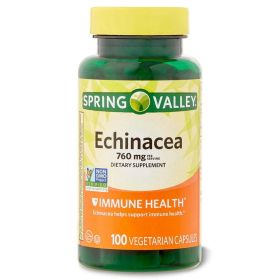 Spring Valley Echinacea Immune Health Dietary Supplement Vegetarian Capsules, 760 mg, 100 Count - Spring Valley