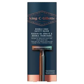 King C. Gillette Men's Double Edge Safety Razor with 5 Double Edge Refill Blades, Chrome - Gillette