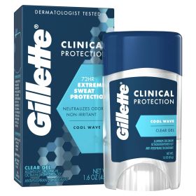 Gillette Clinical Protection Antiperspirant and Deodorant for Men, Clear Gel, Cool Wave, 1.6oz - Gillette