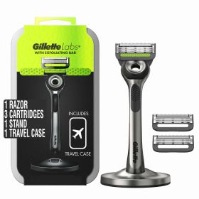 Gillette Labs with Exfoliating Bar Men's Razor - 1 Handle, 3 Blade Refills and Travel Case - Gillette