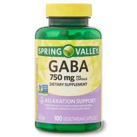 Spring Valley GABA Amino Acid Supplement, 750 mg, Unflavored, 100 Count - Spring Valley