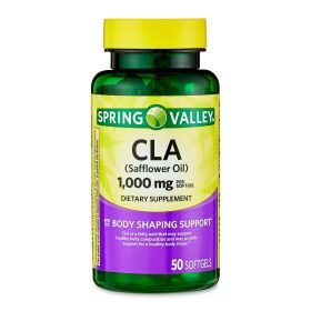 Spring Valley CLA (Safflower Oil) Softgels Dietary Supplement, 1,000 mg, 50 Count - Spring Valley