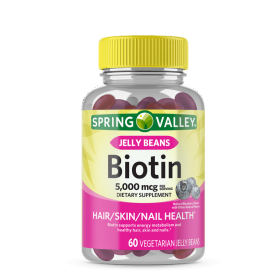 Spring Valley Biotin Vegetarian Jelly Beans, 5000 Mcg, 60 Count - Spring Valley