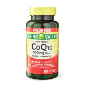 Spring Valley Rapid-Release CoQ10, 100 mg Softgels, 120 Count - Spring Valley