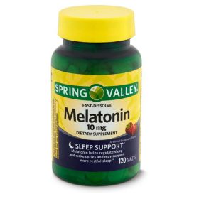 Spring Valley Melatonin Sleep Health Dietary Supplement Tablets, Strawberry, 10 mg, 120 Count - Spring Valley