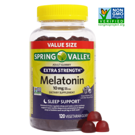 Spring Valley Non GMO Melatonin Vegetarian Gummies, Blueberry, 10 mg, 120 Count Value Size - Spring Valley