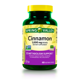 Spring Valley Cinnamon Dietary Support Vegetarian Capsules, 1,000 mg, 400 Count - Spring Valley