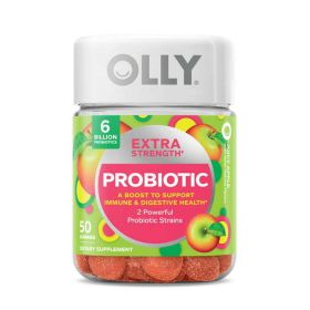 OLLY Extra Strength Probiotic Gummy, 6 Billion CFUs, 2 Strains, Supplement, 50 Count - OLLY