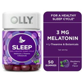 OLLY Sleep Gummy Supplement, 3mg Melatonin, L Theanine, Chamomile, Blackberry, 50 Count - OLLY