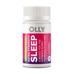 OLLY Extra Strength Sleep Fast Dissolves Supplement, 5mg Melatonin, Lemon Balm, Vegan, Strawberry, 30 Count - OLLY