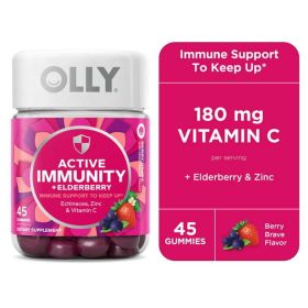 OLLY Immunity Gummy, Immune Support, Elderberry, Zinc, Vitamin C, 45 Count - OLLY