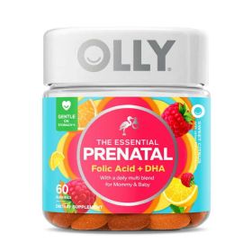 OLLY Prenatal Multivitamin Gummy for Women, Folic Acid, Vitamin D, Omega 3 DHA, 60 Count - OLLY