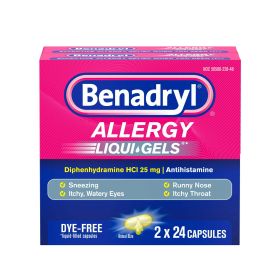 Benadryl Liqui-Gels Antihistamine Dye Free Allergy Medicine;  2 x 24 Count - Benadryl