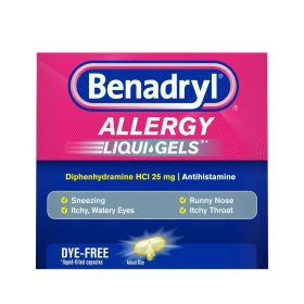 Benadryl Liqui-Gels Antihistamine Allergy Medicine;  Dye Free;  24 Count - Benadryl