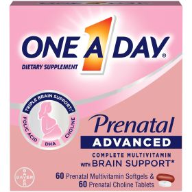 One A Day Advanced Prenatal Multivitamin with Choline;  60+60 Count - One A Day