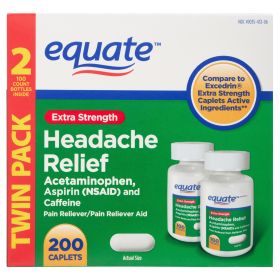 Equate Extra Strength Headache Relief Caplets;  250 mg;  100 Count;  Twin Pack - Equate