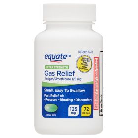 Equate Gas Relief Simethicone Extra Strength Softgels; 125 mg; 72 Count - Equate