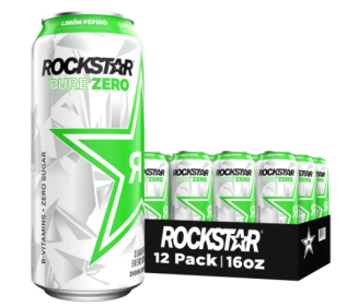 Rockstar Pure Zero Sugar Limon Pepino - Lime Cucumber Energy Drink;  16 oz;  12 Pack Cans - Pepino