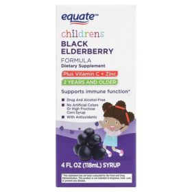 Equate Children's Black Elderberry Syrup with Vitamin C and Zinc;  4 fl oz - Equate