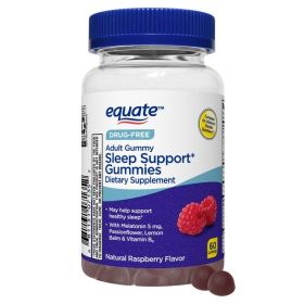 Equate Drug-Free Sleep Support Gummies Dietary Supplement;  Raspberry Flavor;  60 Count - Equate