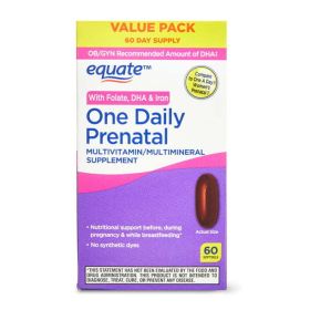 Equate One Daily Prenatal Softgels Multivitamin/Multimineral Supplement;  60 Count - Equate