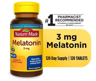 Nature Made Melatonin 3 mg Tablets, 100% Drug Free Sleep Aid for Adults, 120 Count - Nature Made