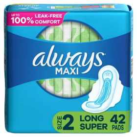 Always Maxi Daytime Pads with Wings Long Unscented;  42 Ct Size 2 - Always