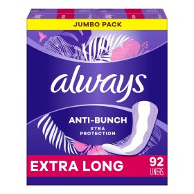 Always Anti-Bunch Xtra Protection Daily Liners Long Absorbency Unscented;  92 Ct - Always