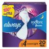 Always Radiant Overnight Pads with Wings Scented;  Size 4 20 Ct - Always