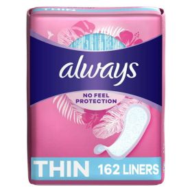 Always Thin No Feel Protection Daily Liners Regular Absorbency Unscented;  162 Ct - Always