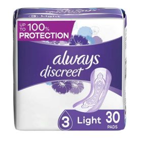 Always Discreet Incontinence Pads for Women Light;  30 Count - Always