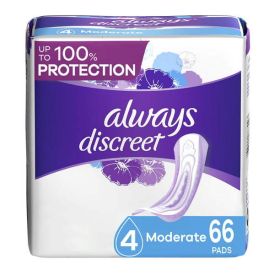 Always Discreet Incontinence Pads for Women;  Moderate 66 Count - Always